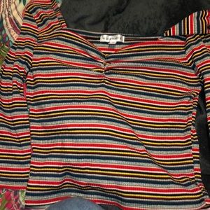 Long Sleeve cropped stripped shirt